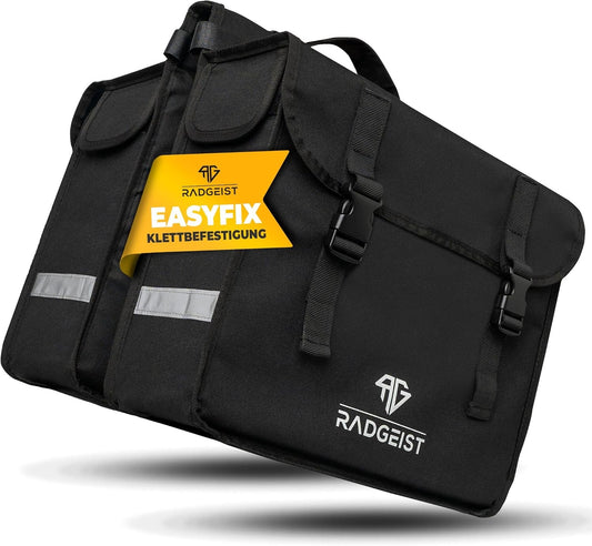RADGEIST double sacoche vélo I Double sacoche vélo pour porte-bagages 30L I Fixation facile, double sacoche vélo noire