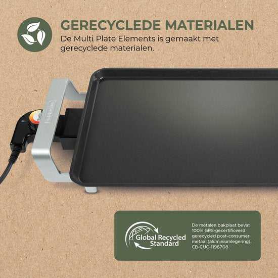 Bourgini Elements - Plaque de cuisson - Plaque de cuisson - Revêtement antiadhésif en céramique sans PFAS - 46 x 26 cm - 4 à 6 personnes - Matériaux recyclés certifiés GRS