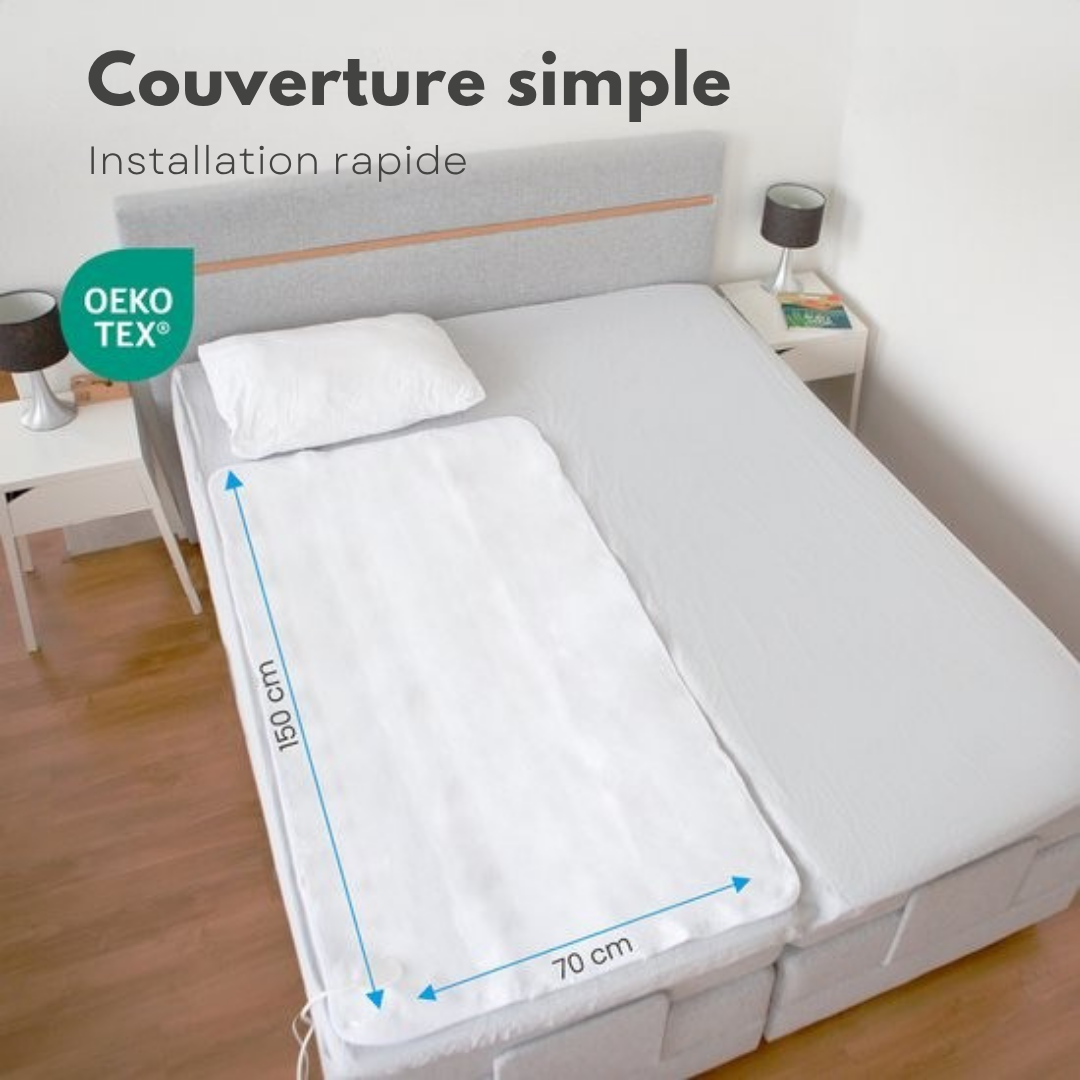 Couverture chauffante Auronic - 1 personne - Lavable - 70x150cm - Blanc
