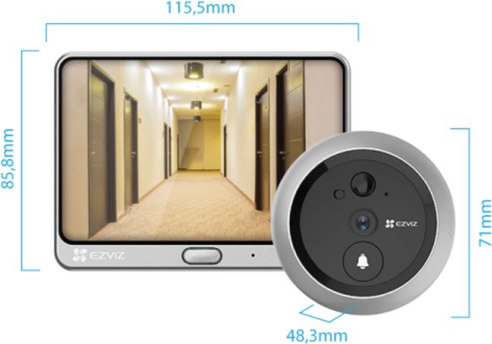 EZVIZ DP2 2K – Sonnette vidéo avec écran tactile 4,3 pouces – Vidéo 2K, grand angle 166°, détection PIR et vision nocturne – Audio bidirectionnel – MicroSD