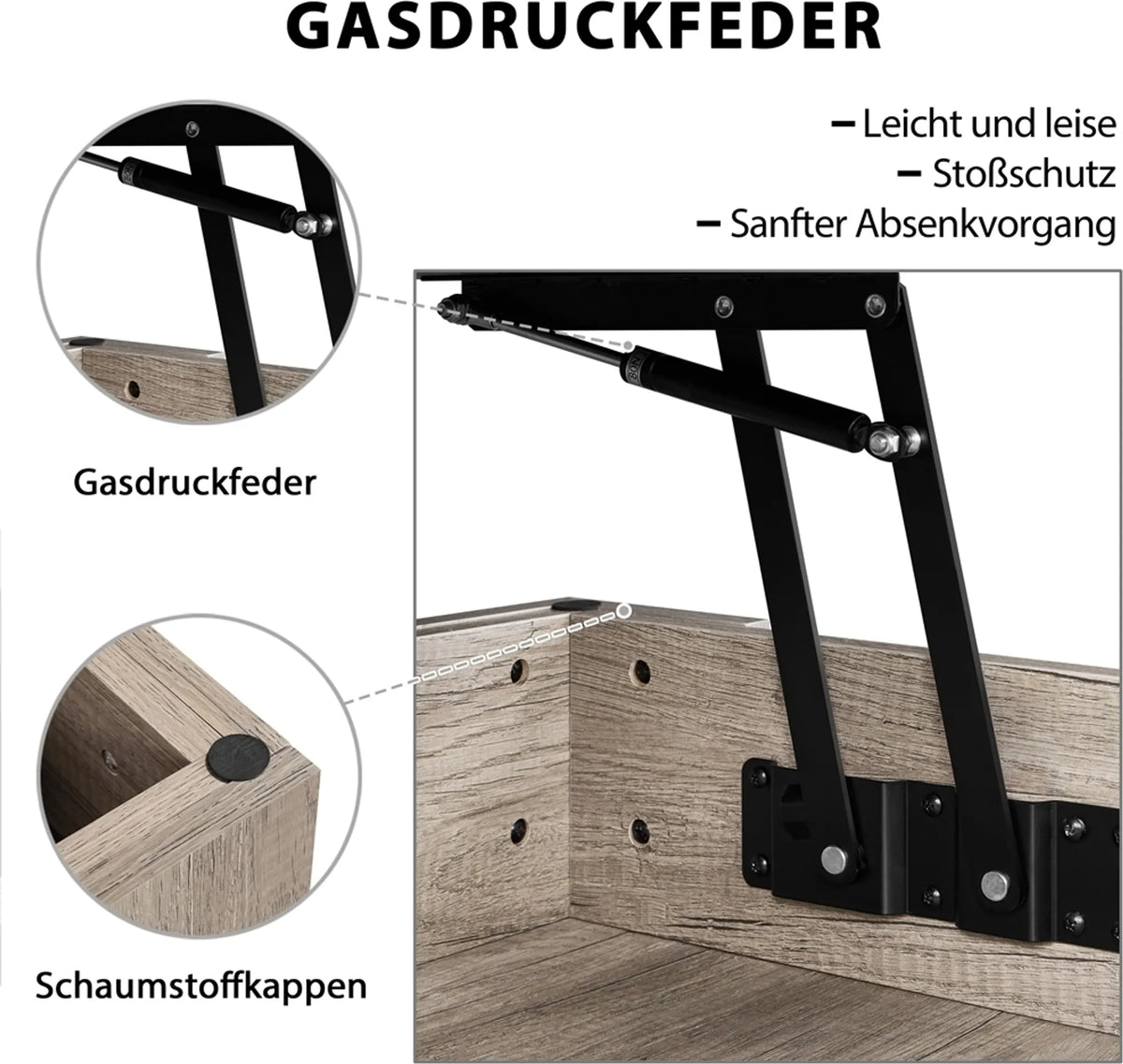 Yaheetech Table Basse avec Fonction Lift-Top - Avec Rangement Caché, Etagère Inférieure Réglable et Mécanisme à Ressort - Pour Salon et Bureau - Mdf Gris et Métal - 120 x 59 x 49.5-63.5 cm