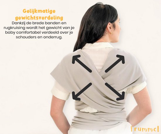Frummel Baby Sling Beige - Écharpe de portage - Porte-bébé - Écharpe tissée - Bébé 0-36 mois - Nouveau-né