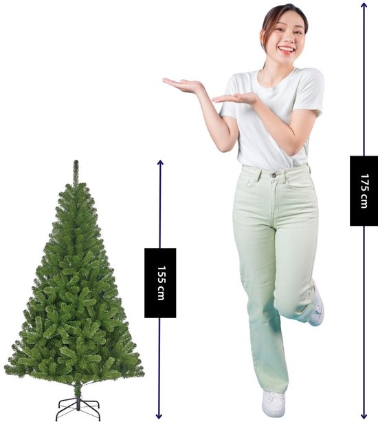 Black Box Trees Charlton Sapin de Noël - Décoration de Noël d'intérieur au rendu naturel - Sapin artificiel aux aiguilles en PVC souple pour un aspect réaliste - H 155 x Ø 91 cm - Vert