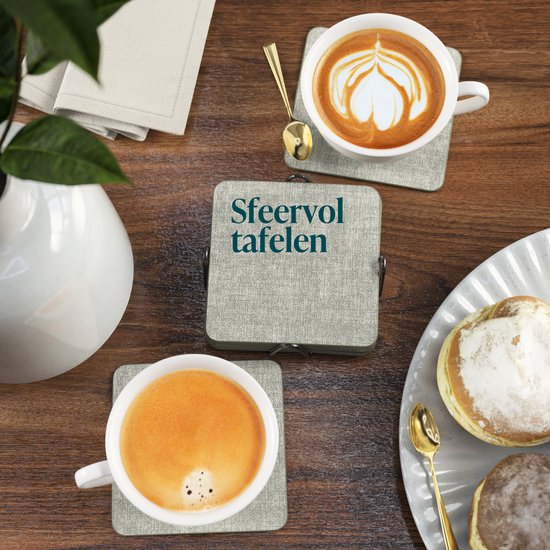 Sous-verres en simili cuir Castagnola – Sous-verres pour verres – Sous-verres design avec support – Lot de sous-verres en cuir avec support métallique – Cuir – Lot de 10 – Vert mélangé – 10 x 10 cm