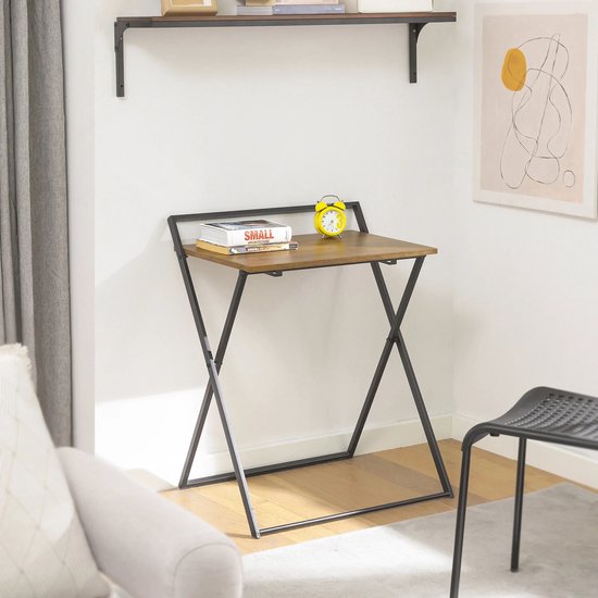 Mara Bureau pliable - Bureau d'ordinateur - Table d'étude - Portable - MDF - Marron - 63 x 45 x 77 cm