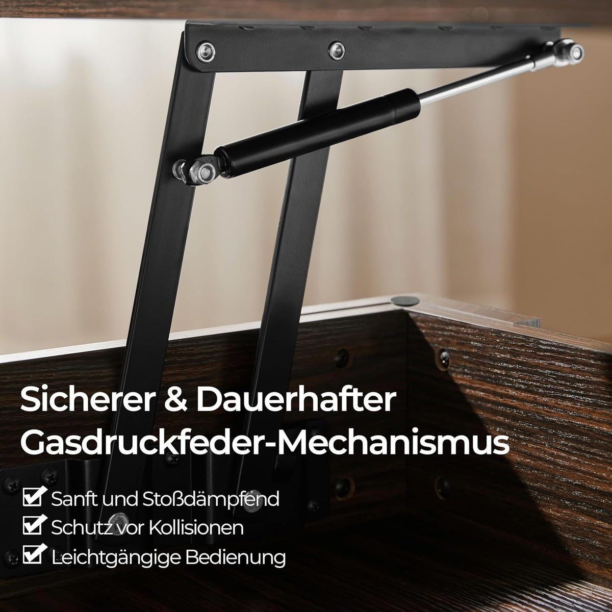 Table basse Yaheetech 98 x 50 x 41,8 cm - Marron - Réglable en hauteur - Plateau extensible - Avec espace de rangement