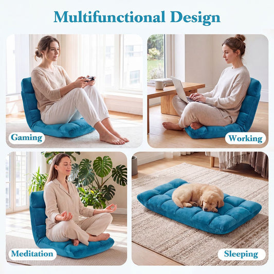 Chaise longue pliable Tatami de Coast - dossier réglable sur 14 positions - mousse haute densité - bleu marine