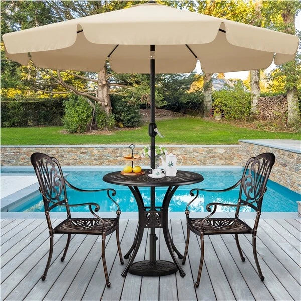Yaheetech Table de jardin ronde Ø 78 x 75 cm - Bronze - Table de balcon en métal avec trou pour parasol