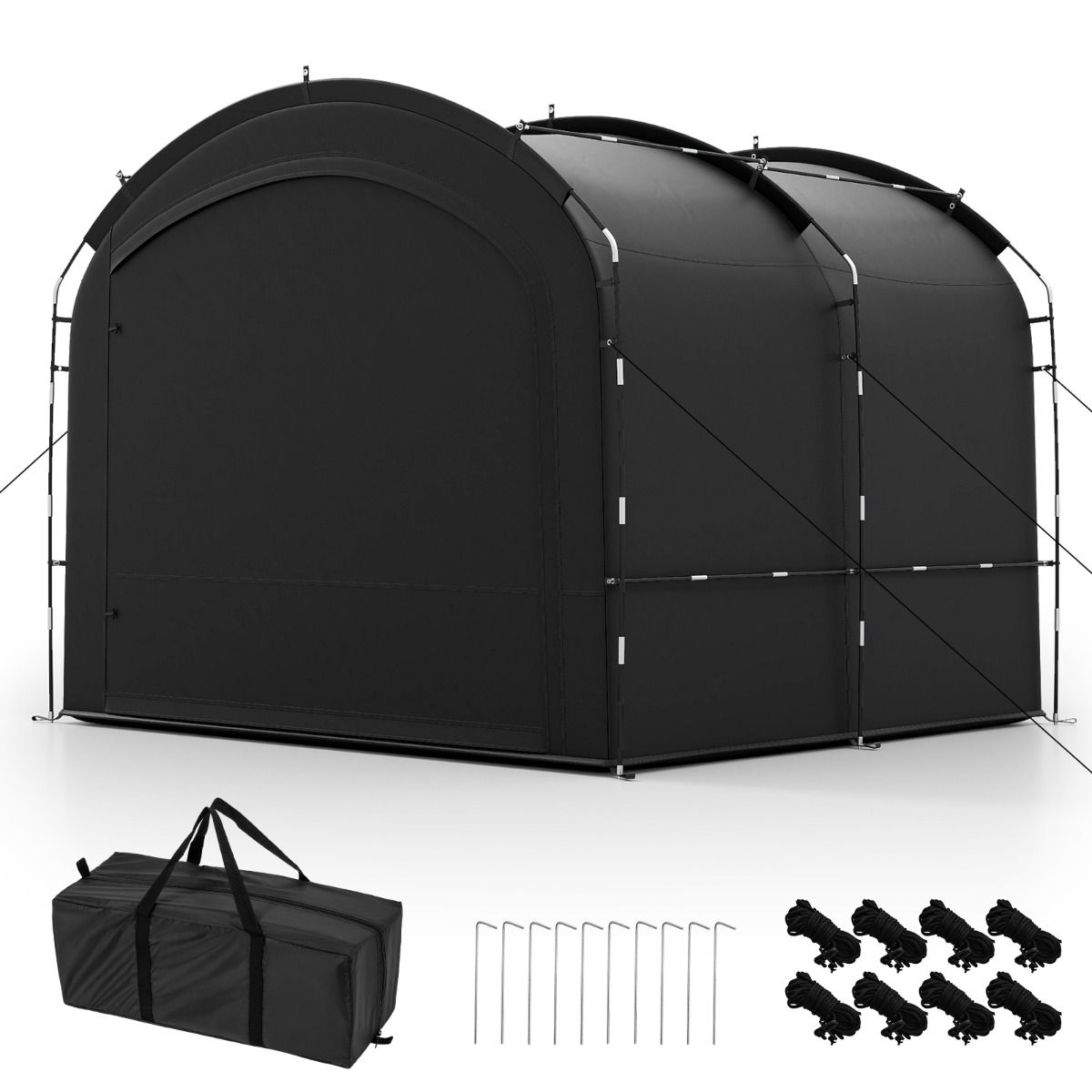 Tente de rangement pour vélos Coast - imperméable - double fermeture éclair - noire - 254 x 215 x 192 cm