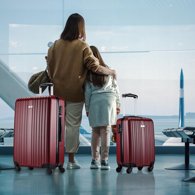 Ensemble de valises Slazenger 2 pièces - Rouge - Coque rigide en ABS - 71 et 26 litres - Serrure à combinaison - Roulettes pivotantes à 360°