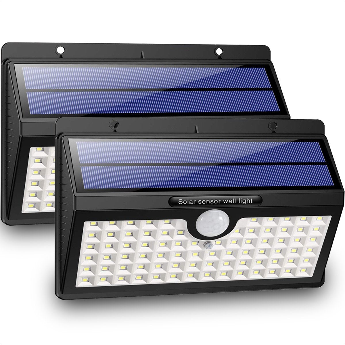 Auronic Lampe solaire d'extérieur avec détecteur de mouvement - Lampe solaire de jardin - Lampe murale - 78 LED - IP65 - 2 pièces - noir