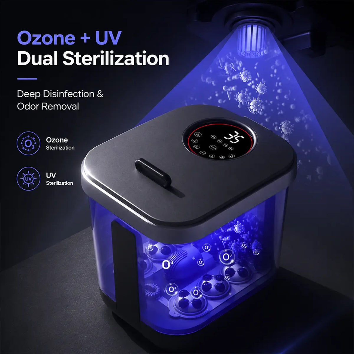 Appareil de massage électrique pour les pieds Kasj Z201 avec 6 rouleaux - Stérilisation par UV