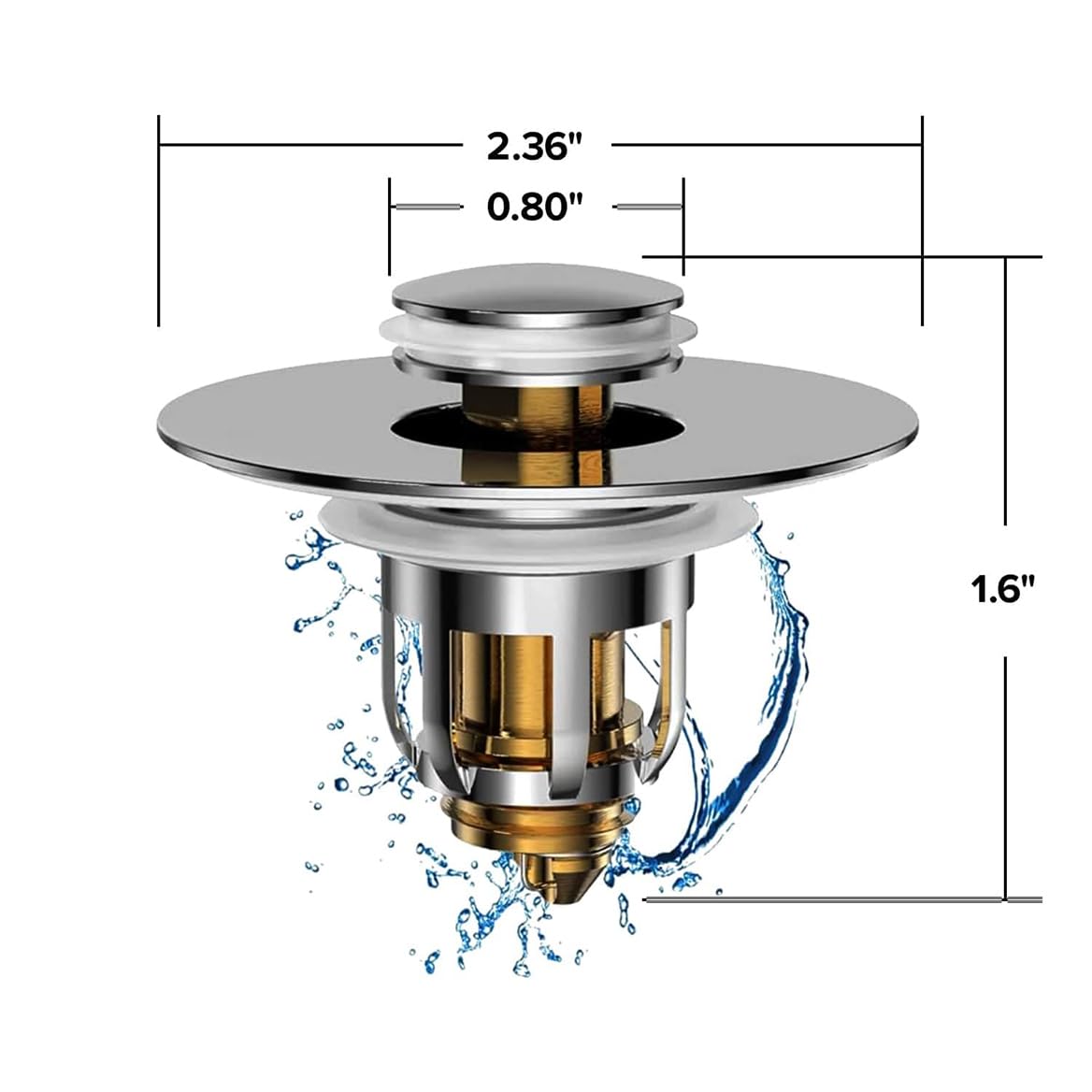 Bouchon de siphon Mer-Maid Drain Magic - Chrome/Laiton