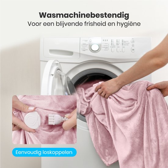 Couverture électrique Auronic - 200x180cm - Couverture chauffante - 2 personnes - Polaire Sherpa - 9 niveaux de chaleur et minuterie - Couverture - Couverture chauffante - Rose