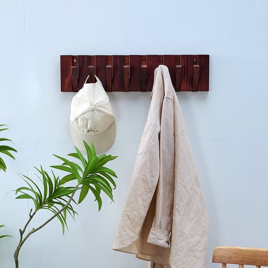 Urban State Porte-manteau Piano - bois foncé - porte-manteau mural - 8 crochets - porte-manteau suspendu - finition noyer