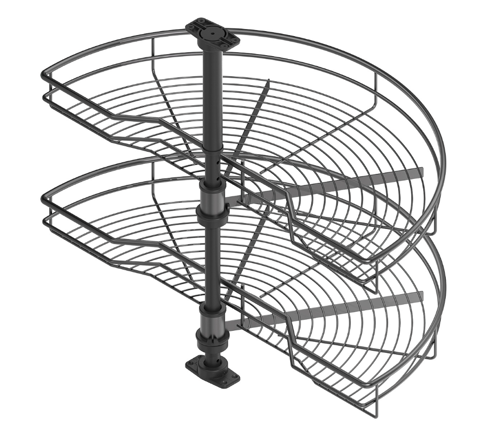 Panier pivotant à 180° Menage Comfort pour armoire de cuisine d'angle - Acier anthracite - 500 mm - 850 x 630-730 x 400 mm