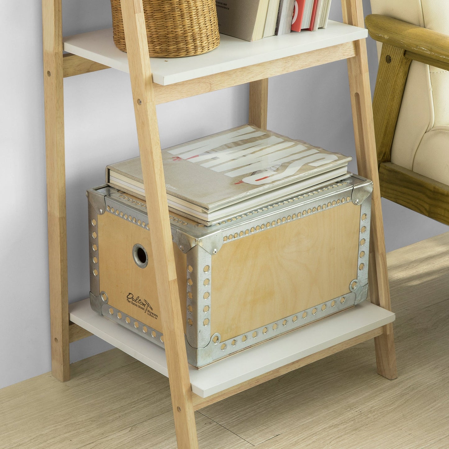 Étagère décorative - SoBuy - 4 planches incluses - Pliable - 34 x 42 x 140 cm - Bois d'hévéa