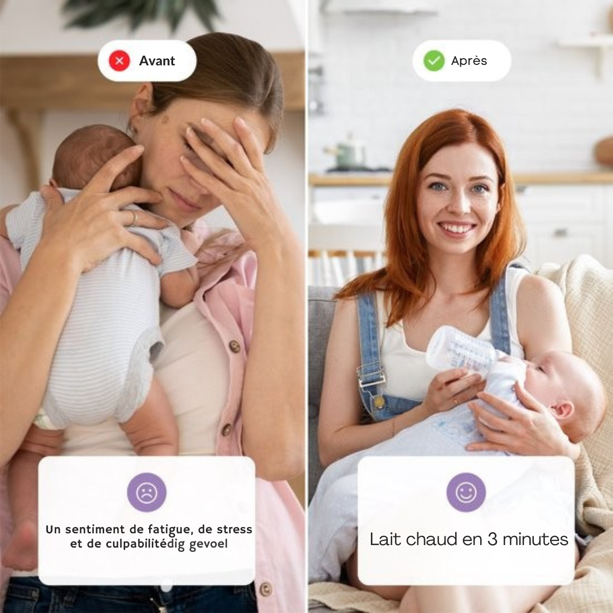 Chauffe-biberon portable - Chauffage homogène - Chauffe-biberon sans fil pour bébé - Chauffe-biberon sans fil - Qwali