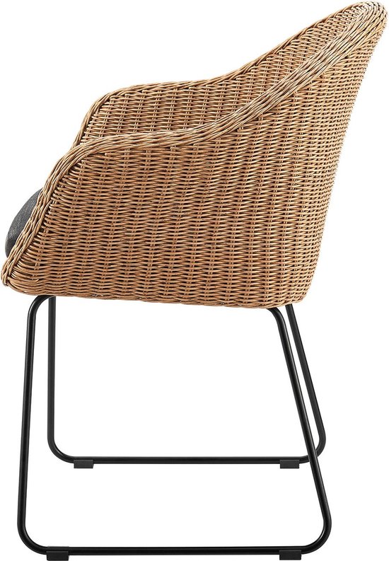 2 pièces Chaises de jardin en rotin Cody - Coussins inclus