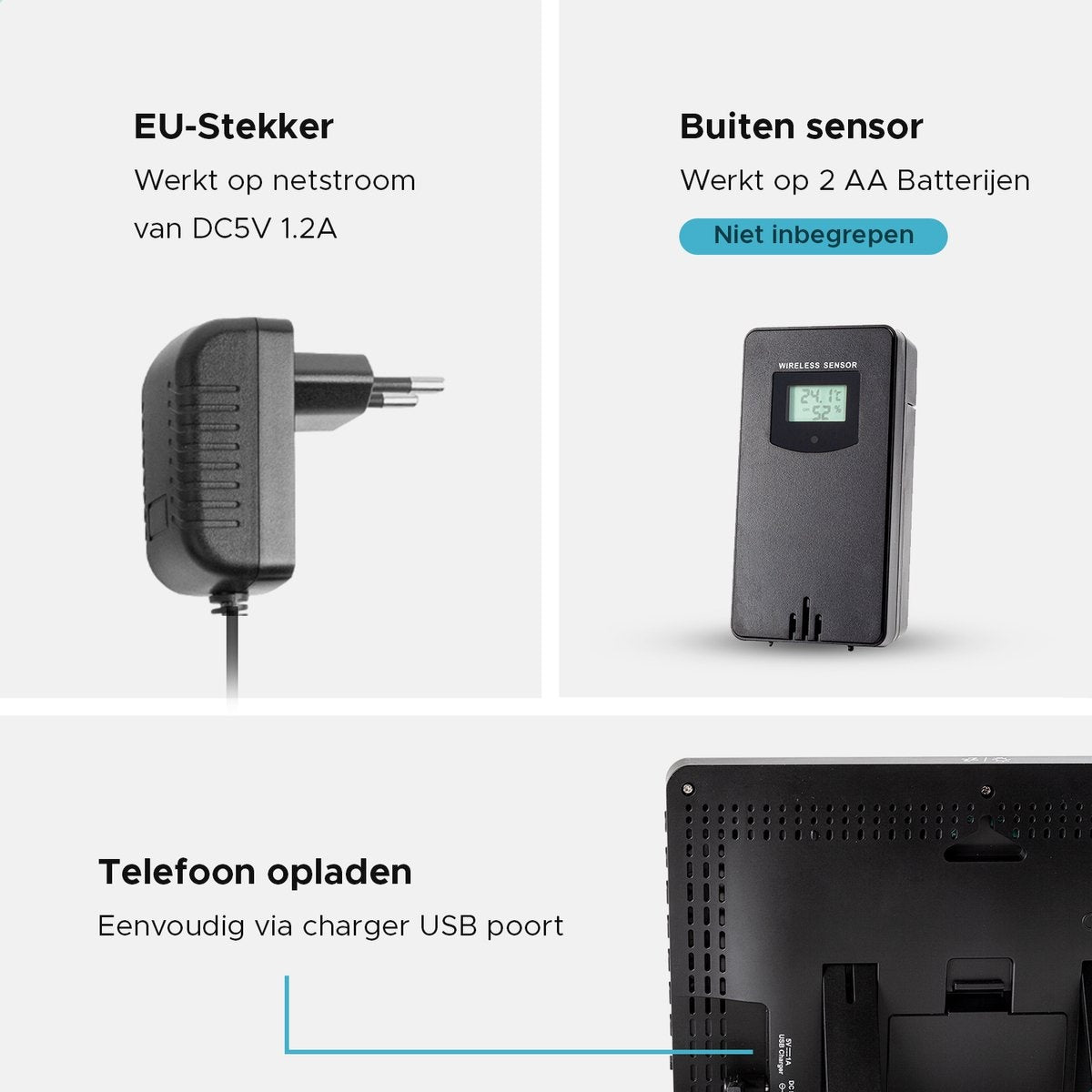 Station météo sans fil Qumax intérieure et extérieure étanche