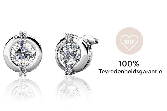 Yolora Boucles d'oreilles pour dames avec cristaux ronds Kalpa Camaka - couleur argent - plaqué or blanc 18K - Cadeau de fête des mères