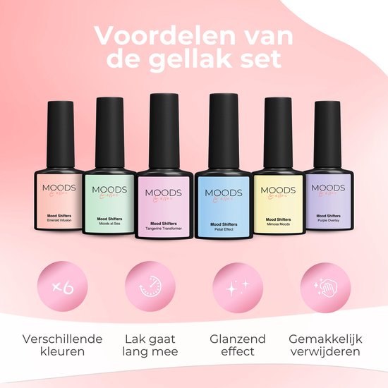 Moods Gellac 6-Piece Set - Gel Nail Polish Starter Pack - Gel Nail Polish - 8ML - Mood Shifters - Gellac - Nails - Chic Colours