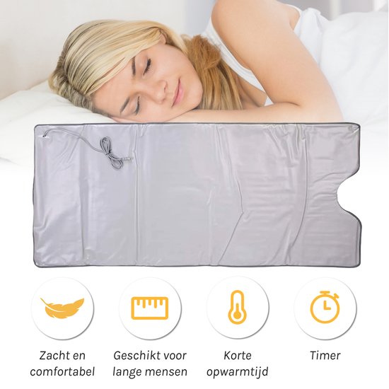 CALMENTA® Couverture infrarouge - Sac de rangement - jusqu'à 80° - 180x80cm - Couverture infrarouge - Télécommande - Thérapie infrarouge - Fibromyalgie - Couverture chauffante - Anti-douleur - Couverture électrique - Couverture de sauna