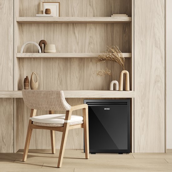 BREND BR-2225 Mini Fridge Freestanding 30 Liter - Réfrigérateur de table avec température réglable - Minibar avec orientation réglable de la porte - Noir