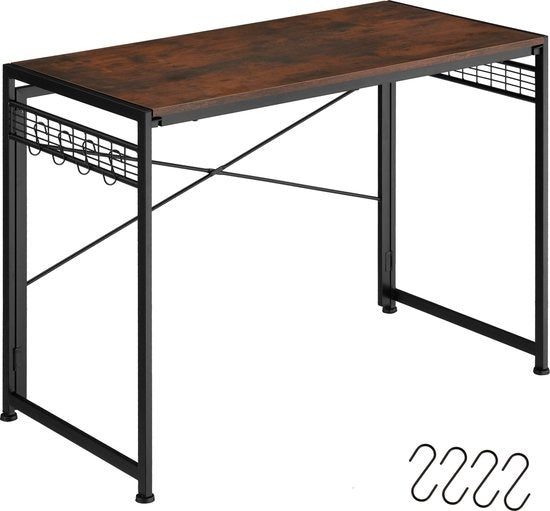 tectake® - Bureau pliant Paterson 102x51x77cm - brun foncé - 404660