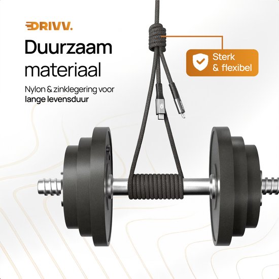 Drivv. Câble USB-C vers USB-C 4.0 - Gen 3 - Charge rapide 240 W - 8K 60 Hz - 40 Gbps - 3 mètres - Nylon - Noir