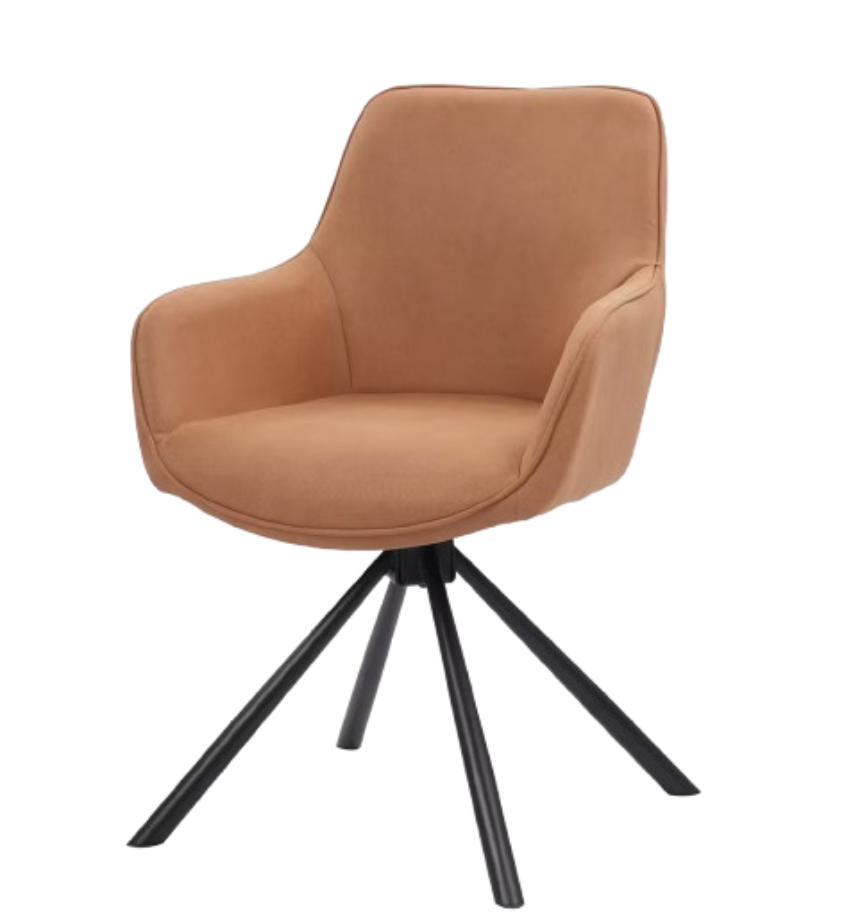 Dutchbone - Chaise de salle à manger pivotante - Lot de 2 pièces et design vintage - équipée d'accoudoirs confortables et d'un cadre en métal - pour la salle à manger et le bureau - cuir PU cognac