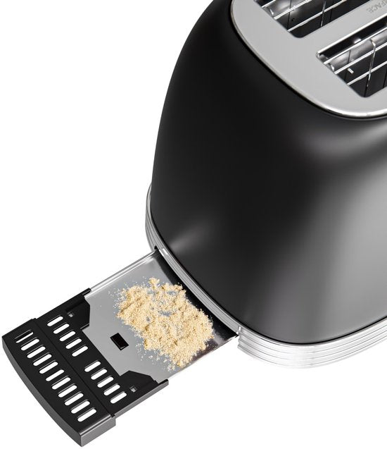 KitchenBrothers Retro Toaster - Grille-pain - 6 niveaux de chaleur - 2 fentes extra-larges - 815W - Noir