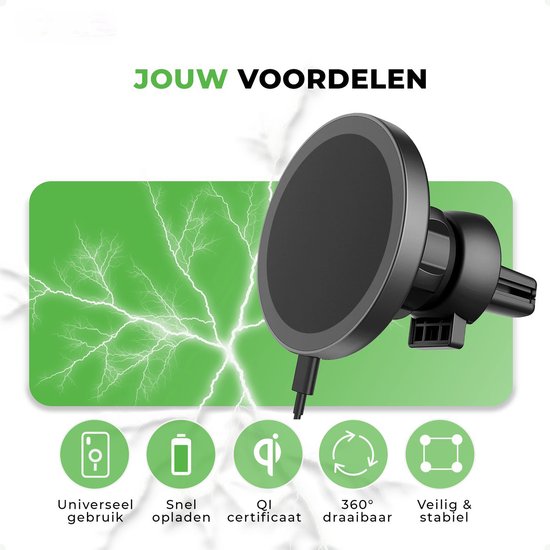 Support de téléphone iSetchi - Chargeur sans fil Qi - Chargeur rapide 15 watts - Grille de ventilation