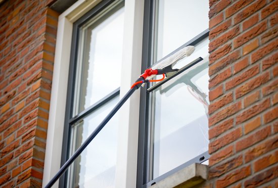 Brosse de Lavage Télescopique - Hortensus - 4,6 m – Balai de Jardin avec Adaptateur d’Angle – 29 x 7 x 10 cm - Rouge