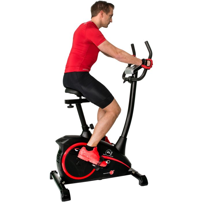 Vélo d'appartement Christopeit AL2 II - Ergomètre - 24 niveaux de résistance - 10 programmes - Support pour tablette - Noir