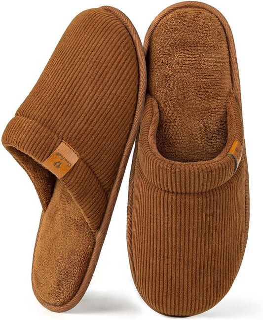 Chaussons Hommes - Chaussons - Taille 40/41 - Châtaigne - Velours côtelé - Antidérapant - Comfeet