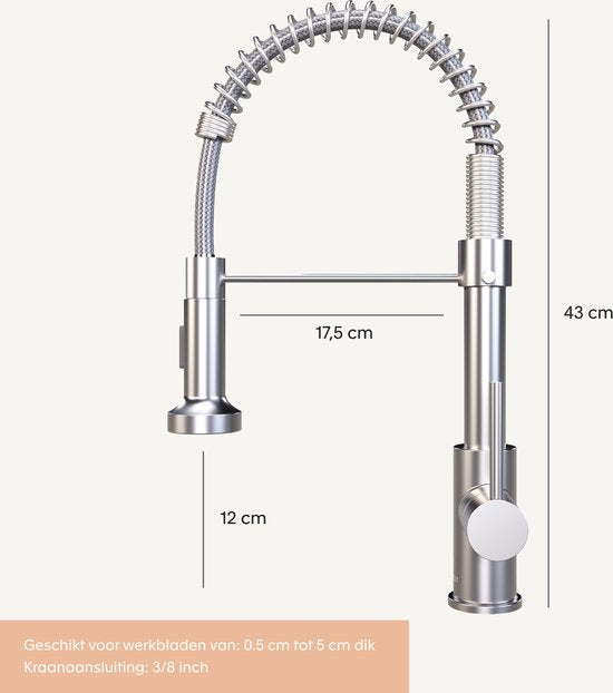 Noswo Mélangeur de cuisine avec bec extractible - Mélangeur de cuisine - Douchette - Extractible - Flexible - Chrome