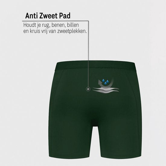 Fibershirts Anti-Sweat Boxer Shorts - Sweat Pad intégré - MicroModal respirant - Anti-Transpiration - Hommes - Taille M - Vert