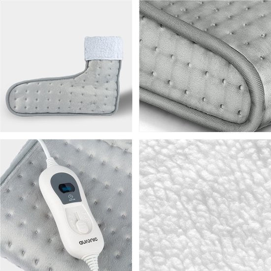 Chauffe-pieds électrique - Auronic - 53°C à 65°C - Avec minuterie et protection contre la surchauffe - 100W - Gris