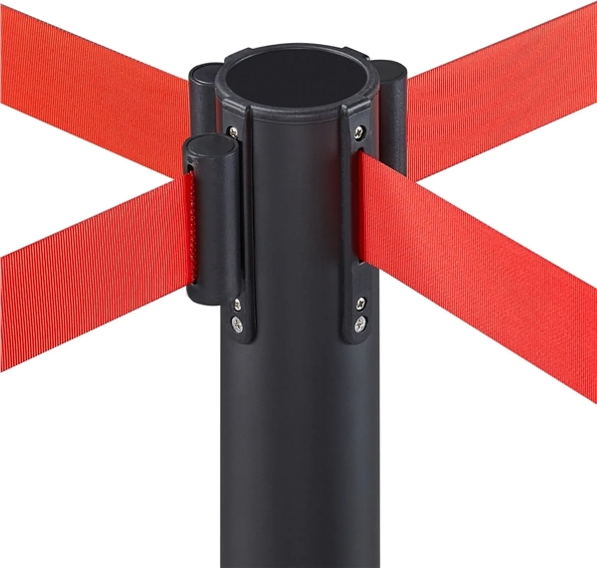 Lot de 2 poteaux de délimitation avec ruban rétractable de 200 cm et socle robuste, rouge