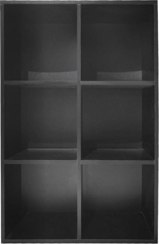 Armoire à compartiments Vakkie - Armoire de rangement à 6 compartiments ouverts - Bibliothèque - Armoire murale - Noir