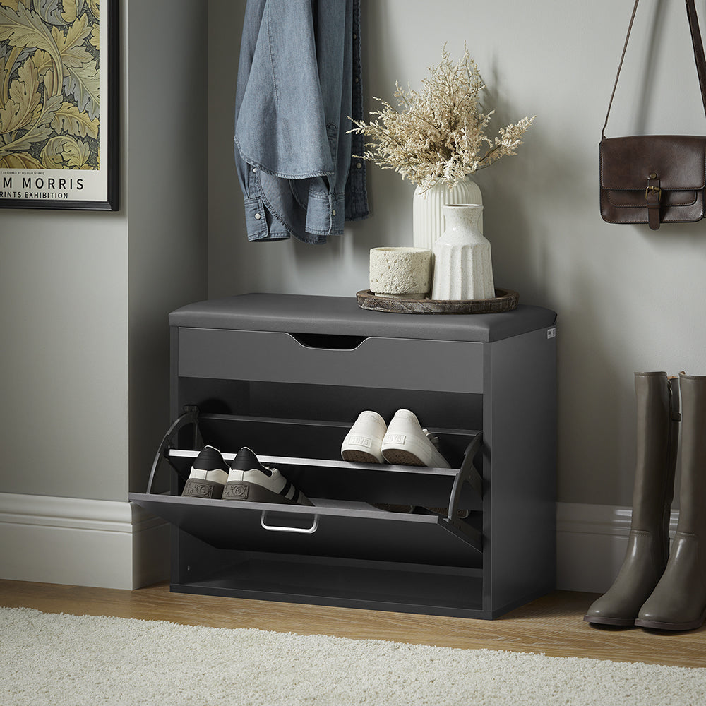 SoBuy Meuble à chaussures avec siège - 1 tiroir - Max. 120 kg - 60 x 30 x 50 cm - Noir