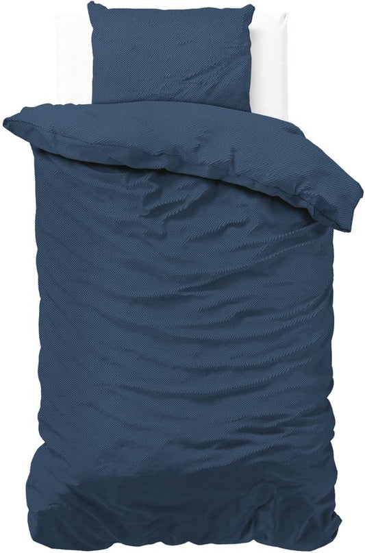 Zensation Satin Point - Housse de couette - Lit simple - 140 x 200/220 + 1 taie d'oreiller 60 x 70 - Bleu