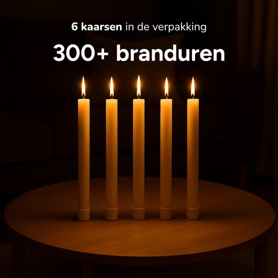 Bougies LED avec flamme mobile - 6 bougies - télécommande incluse - Fausses bougies rechargeables avec flamme vacillante - 300+ heures de combustion - Luft