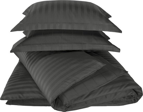 Housse de couette De Witte Lietaer en satin de coton Zygo - Lit jumeaux - 240 x 220 cm - Noir