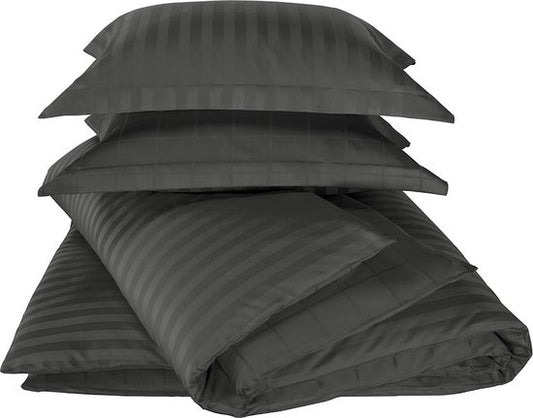 Housse de couette De Witte Lietaer en satin de coton Zygo - Lit jumeaux - 240 x 220 cm - Noir