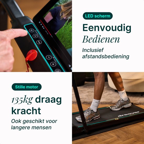 Dreaver Elevate Pro - Tapis de course 2 en 1 pliable, 12 km/h, avec fonction d'inclinaison de 9 % - Application et accessoires inclus - Tapis de course - Treadmill - Tapis de marche - Walking pad - Pour la maison
