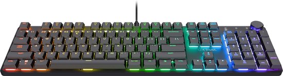 Trust GXT 866 Torix - Clavier gaming mécanique - RGB complet - Commutateurs blancs - PC/PS5 - Qwerty US - Noir