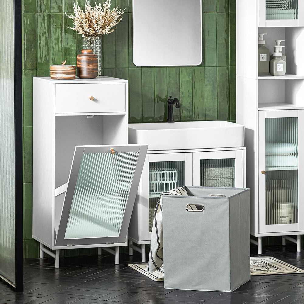 SoBuy BZR116-W Armoire à linge avec tiroir - Panier à linge amovible - 40x40x96 cm - Blanc