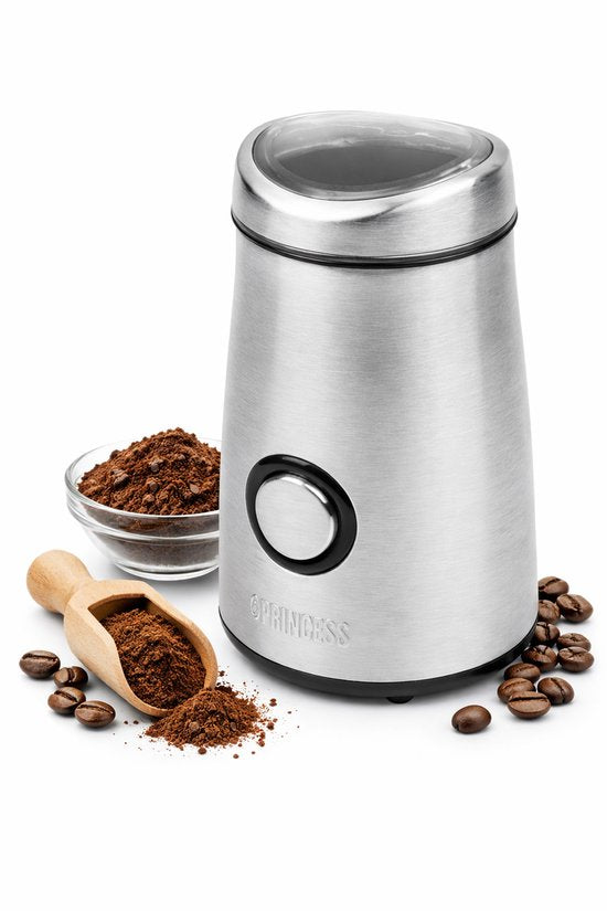 Moulin à café électrique Princess - Moulin à café électrique Deluxe en acier inoxydable de haute qualité - Pour grains de café et épices - Moulin à grains de café - 242196